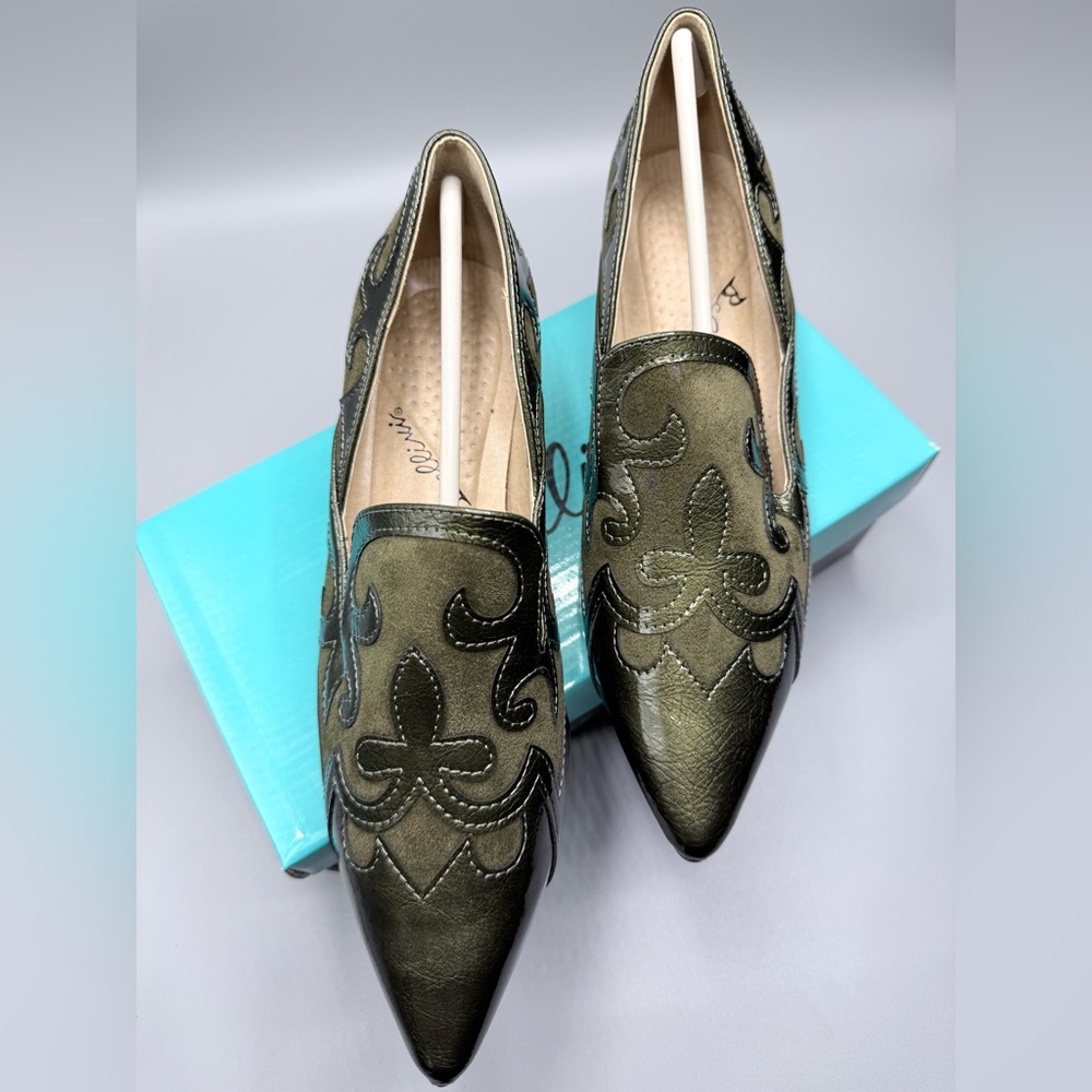 Bellini “Bengal” Green Micro Patent & Suede Heels – Size 8 - Picture 2 of 6